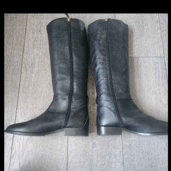 Tory Burch Brook Black Tumbled Leather Knee Boot Size 9 - Picture 5 of 9